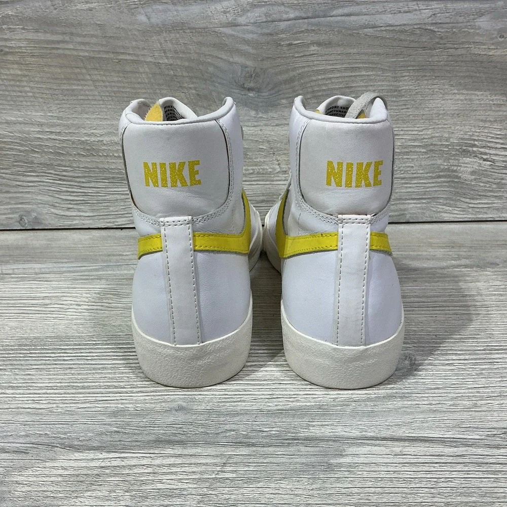 Nike Blazer Mid '77 Vintage BQ6806-101 White Yellow Leather Shoes Men's Size 8.5